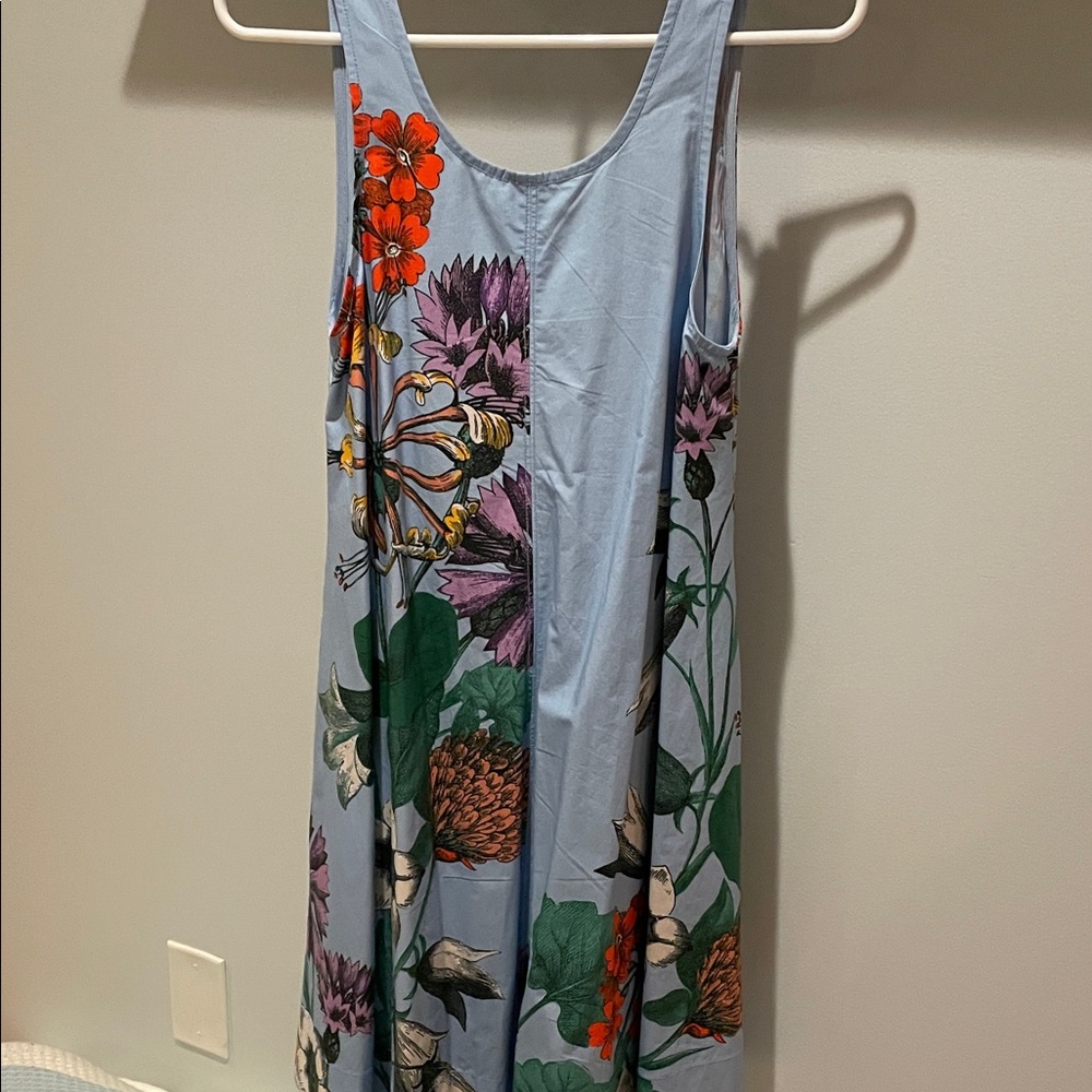 Floral Print Light Blue Midi Dress